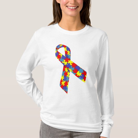 Camiseta Feminina Básica de Mangas Longas laço Tシャツ (正面)