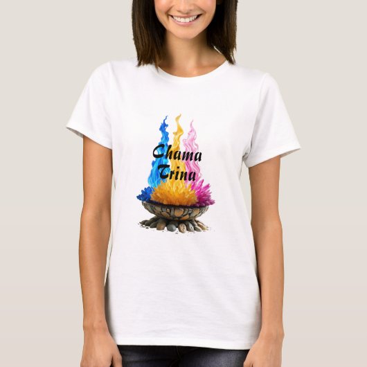 Camiseta Feminina Básica Feminina Chama Trina Tシャツ (正面)