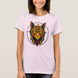 Camiseta Feminina Básica Gato Tribal Tシャツ