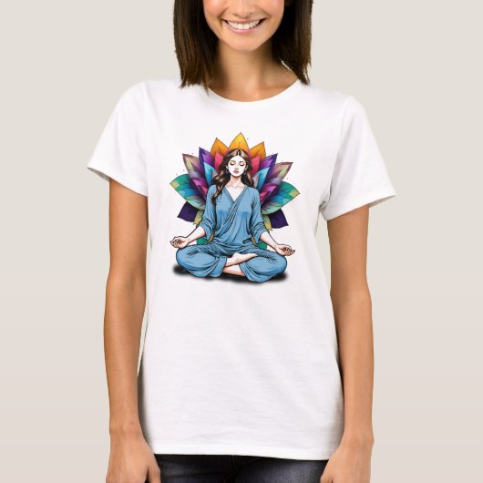 Camiseta Feminina Básica Meditação-4 Tシャツ (正面)
