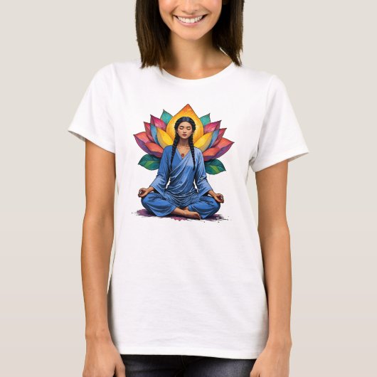 Camiseta Feminina Básica Meditação-8 Tシャツ (正面)