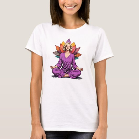Camiseta Feminina Básica Meditação-9 Tシャツ (正面)