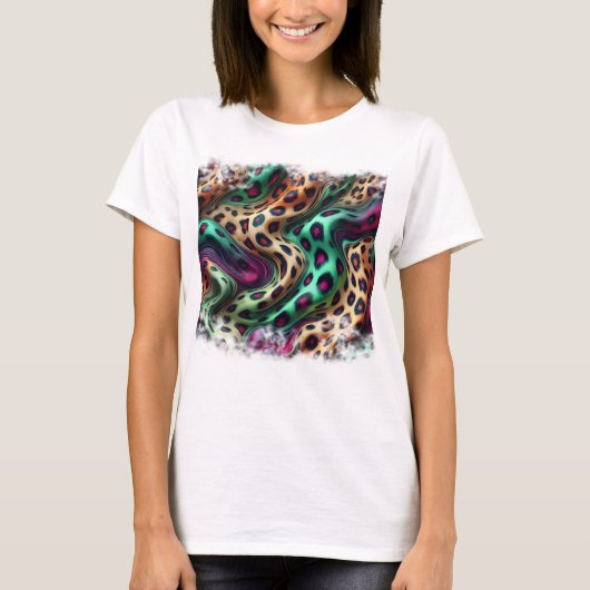 Camiseta Feminina Básica Pele Onça Color Tシャツ (正面)