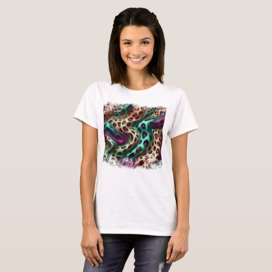 Camiseta Feminina Básica Pele Onça Color Tシャツ (正面フル)