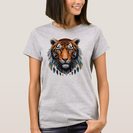 Camiseta Feminina Básica Tigre Tribal Tシャツ (正面)
