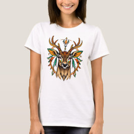 Camiseta Feminina Básica Veado Tribal Tシャツ
