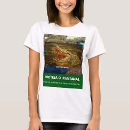Camiseta Feminina Básica Via Pantanal Jacaré Tシャツ