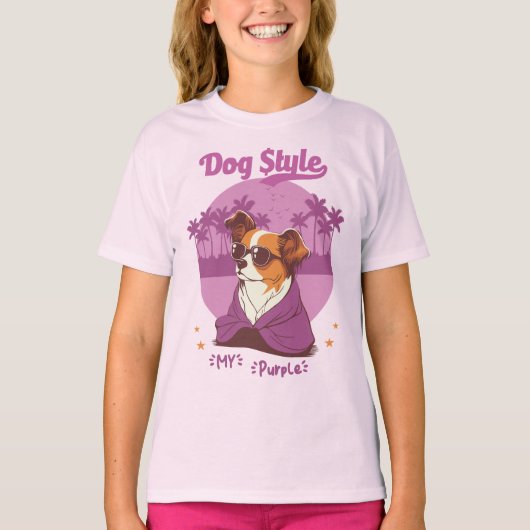 Camiseta Feminina Infantil DOG STYLE Tシャツ (正面)