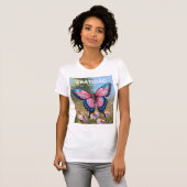Camiseta feminina justa Bella+Canvas borboleta Tシャツ (正面フル)