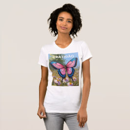 Camiseta feminina justa Bella+Canvas borboleta Tシャツ