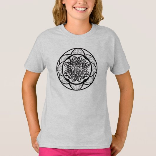 Camiseta Feminina Juvenil Básica Flôr da Vida-6 Tシャツ (正面)