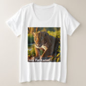 Camiseta Feminina Plus Size Básica Onça Pintada プラスサイズTシャツ (デザイン正面)