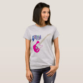 Camiseta Guitarra Rosada Con Notas Musicales Tシャツ (正面フル)
