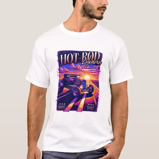 Camiseta Hot Rod Heaven – Drive Into the Sunset Tシャツ (正面)