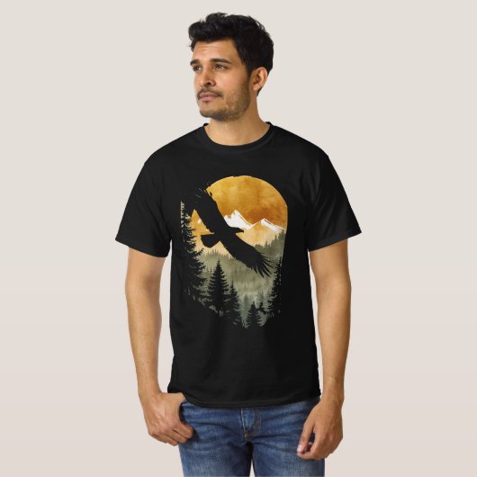 camiseta imagen águila recortada sobre paisaje tシャツ (正面フル)