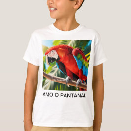 Camiseta Infantil Básica Arara Vermelha Tシャツ