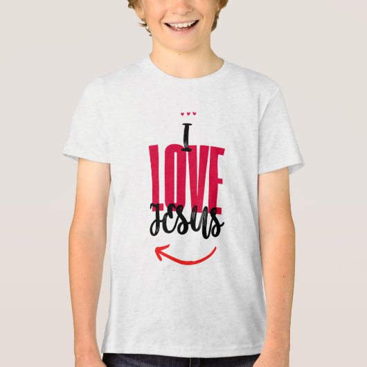 Camiseta Infantil Básica I Love Jesus トライブレンドＴシャツ (正面)