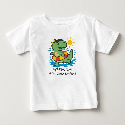 Camiseta infantil con dinosaurio en flotador ベビーTシャツ (正面)