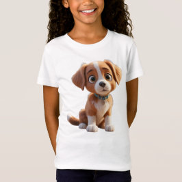 Camiseta Infantil Feminina Cão em Jersey Fina 3D Tシャツ