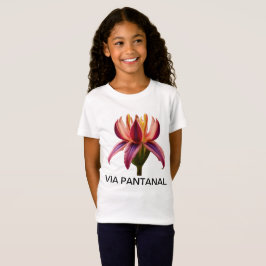Camiseta Infantil Feminina em Jersey Fina Flor Tシャツ