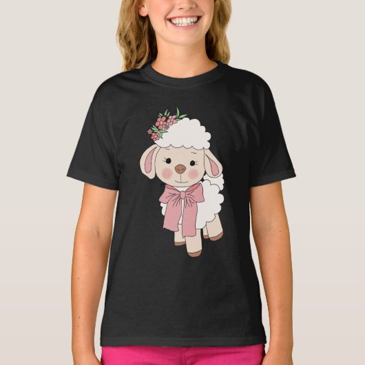 Camiseta Infantil Feminina – Ovelhinha Fofa Tシャツ (正面)