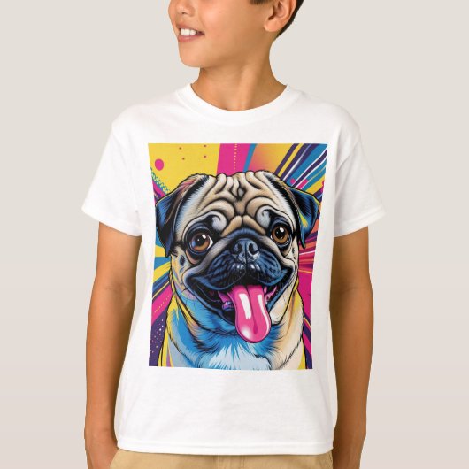 Camiseta infantil pug em pop art 01 tシャツ (正面)