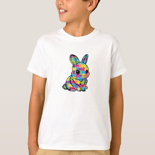 Camiseta Infantil Quebra-Cabeça - Coelho Tシャツ (正面)