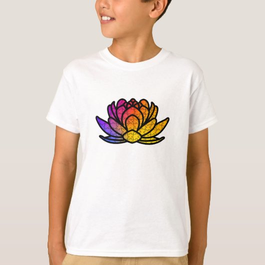 Camiseta Infantil Quebra-Cabeça - Flor de Lótus Tシャツ (正面)