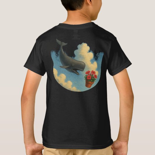 Camiseta Infantil Whale & Bowl Of Petunias - Back Tシャツ (裏面)