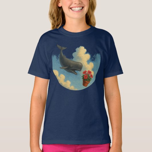Camiseta Infantil Whale & Bowl Of Petunias - Front Tシャツ (正面)