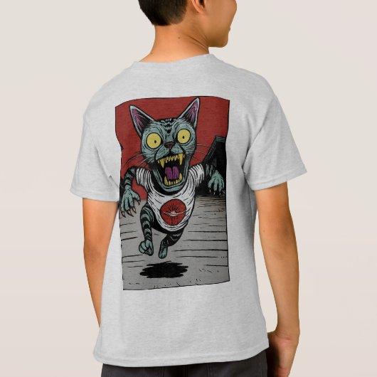 Camiseta Infantil Zombie Runner Cat - Back Tシャツ (裏面)