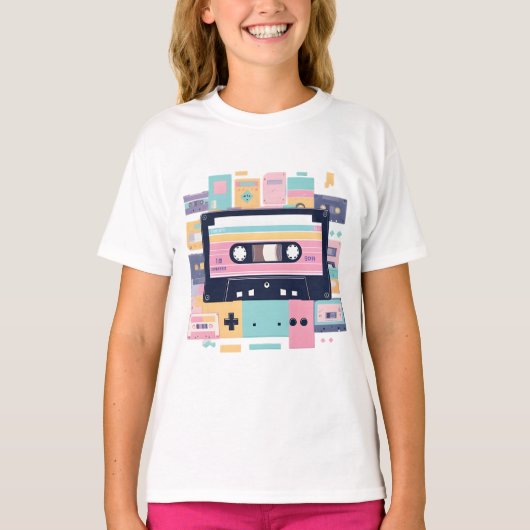 Camiseta Juvenil Feminina Básica Retrô-1 Tシャツ (正面)