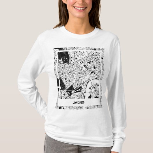 Camiseta mapa minimalista Londres - Blanco-negro Tシャツ (正面)