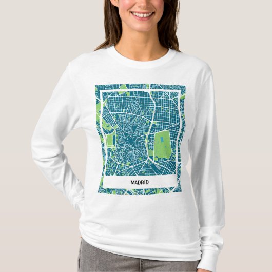Camiseta mapa minimalista Madrid - Azul-verde Tシャツ (正面)