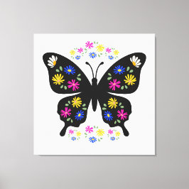 Camiseta mariposa con flores multicolor キャンバスプリント