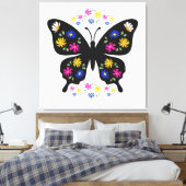 Camiseta mariposa con flores multicolor キャンバスプリント (インサイチュ (寝室))