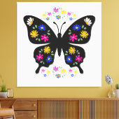 Camiseta mariposa con flores multicolor キャンバスプリント (インサイチュ (リビング))