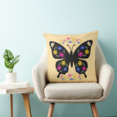 Camiseta mariposa con flores multicolor クッション (椅子)