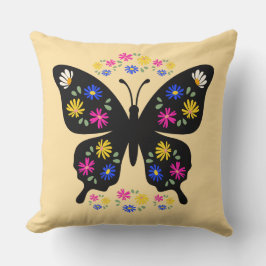 Camiseta mariposa con flores multicolor クッション