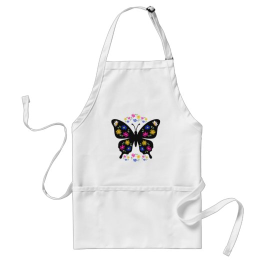 Camiseta mariposa con flores multicolor スタンダードエプロン (正面)