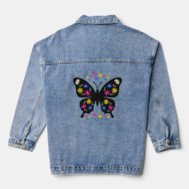 Camiseta mariposa con flores multicolor デニムジャケット
