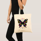 Camiseta mariposa con flores multicolor トートバッグ (正面(商品))