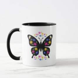 Camiseta mariposa con flores multicolor マグカップ