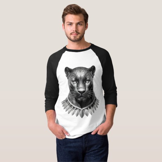 Camiseta Masc Básica Pantera Manga Raglan 34 3D Tシャツ (正面フル)