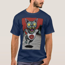 Camiseta Masc. Zombie Runner Cat - Front Tシャツ
