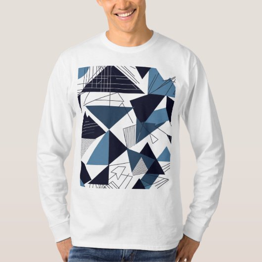 Camiseta Masculina Básica Abstrato 4 Manga Longa Tシャツ (正面)