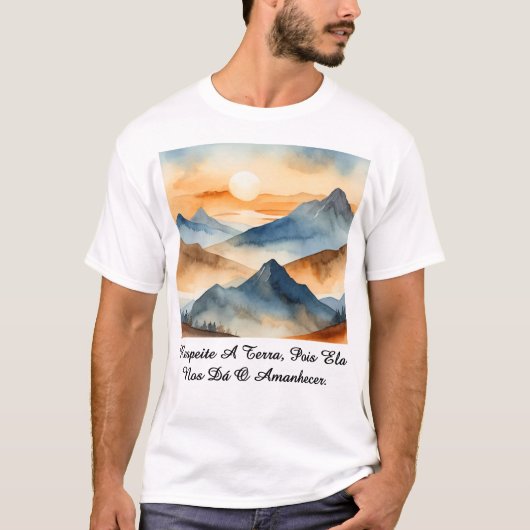 Camiseta Masculina Básica Amanhecer da Terra-1 Tシャツ (正面)