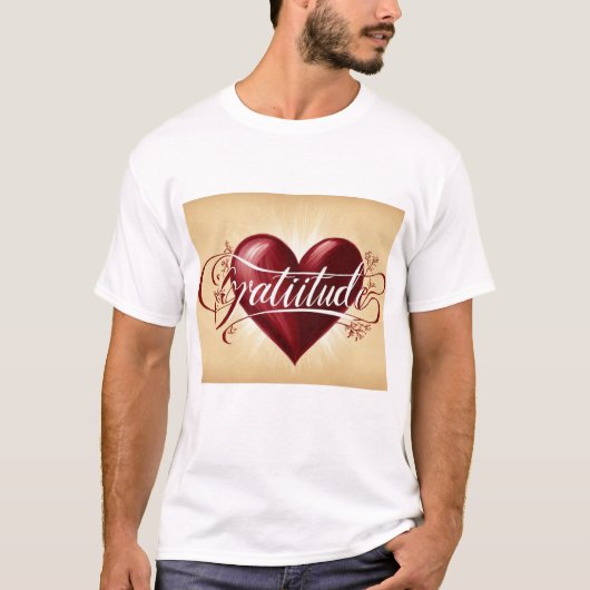 Camiseta Masculina Básica Gratitude Tシャツ (正面)