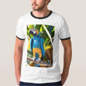 Camiseta Masculina Básica Ringer Arara Azul Tシャツ (正面)