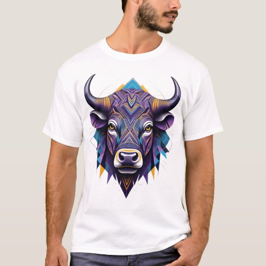 Camiseta Masculina Básica Touro Tribal Tシャツ (正面)